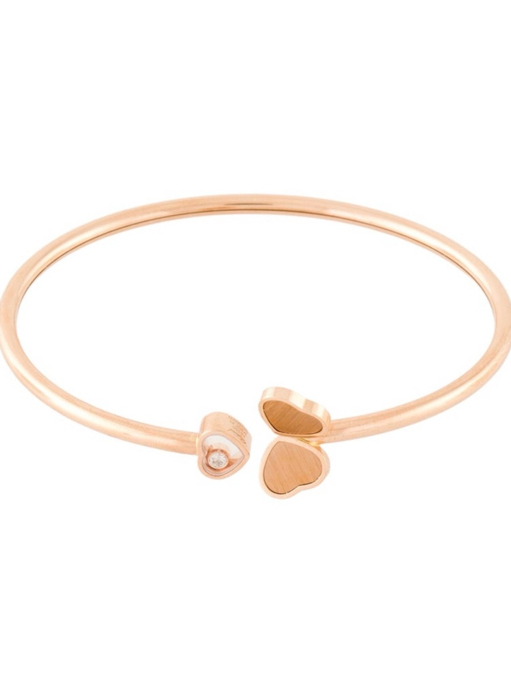 Chopard Rose Gold Heart-Open Bangle Bracelet with Single Crystal